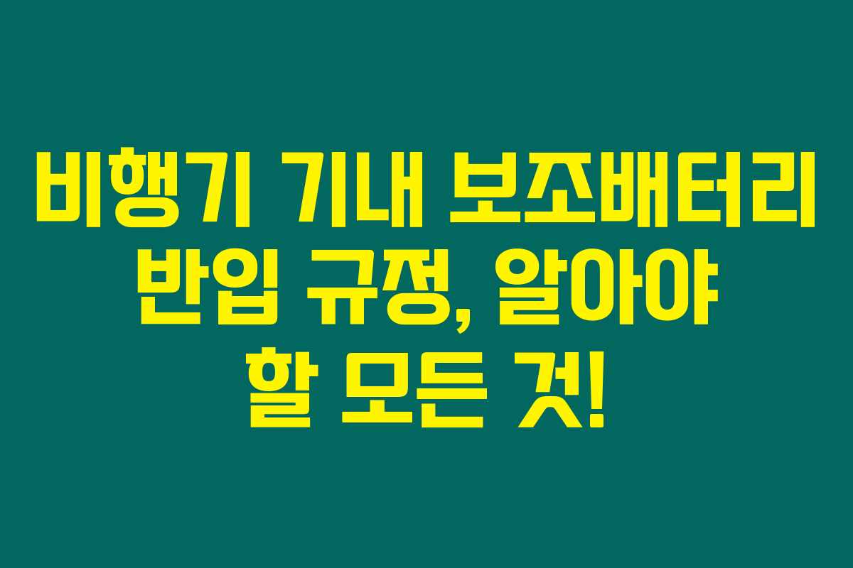 비행기 기내 보조배터리 반입 규정, 알아야 할 모든 것! 비행기 기내 보조배터리 반입 규정, 알아야 할 모든 것!