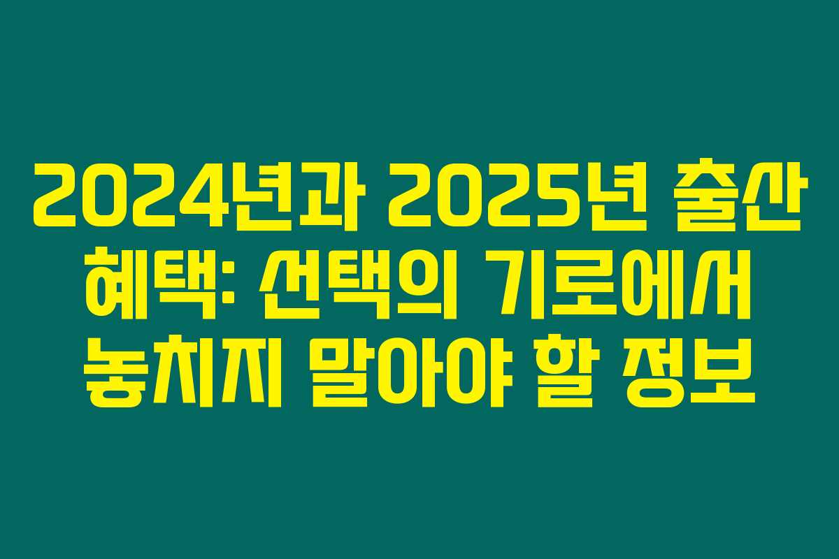 2024년과 2025년 출산 혜택: 선택의 기로에서 놓치지 말아야 할 정보 2024년과 2025년 출산 혜택: 선택의 기로에서 놓치지 말아야 할 정보