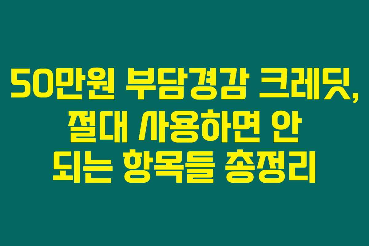 50만원 부담경감 크레딧, 절대 사용하면 안 되는 항목들 총정리 50만원 부담경감 크레딧, 절대 사용하면 안 되는 항목들 총정리