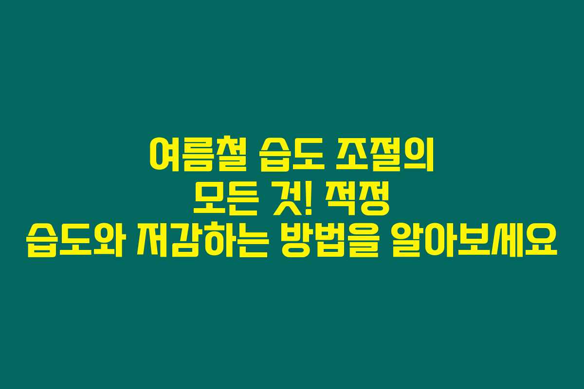 여름철 습도 조절의 모든 것! 적정 습도와 저감하는 방법을 알아보세요