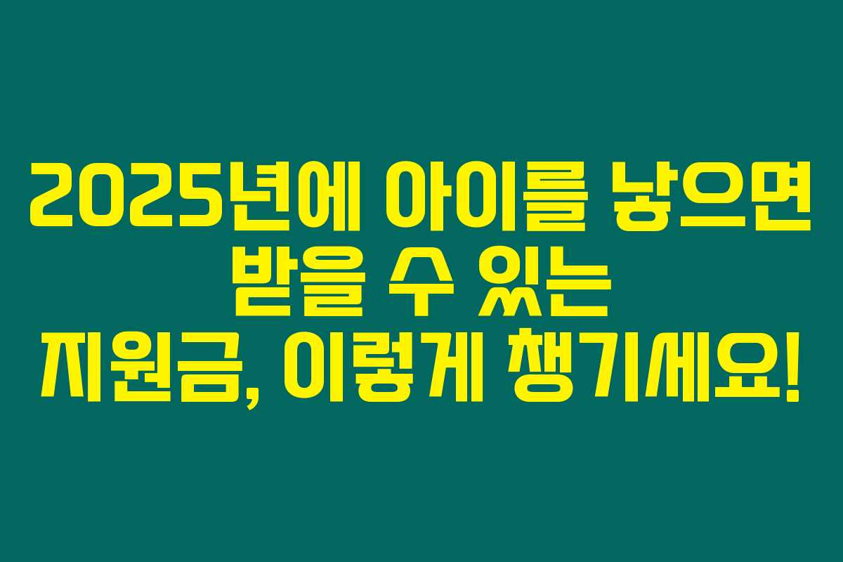 2025년에 아이를 낳으면 받을 수 있는 지원금, 이렇게 챙기세요! 2025년에 아이를 낳으면 받을 수 있는 지원금, 이렇게 챙기세요!