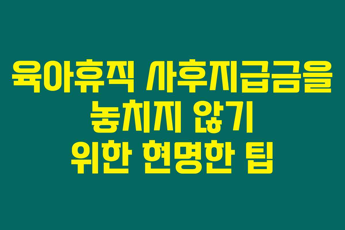 육아휴직 사후지급금을 놓치지 않기 위한 현명한 팁 육아휴직 사후지급금을 놓치지 않기 위한 현명한 팁