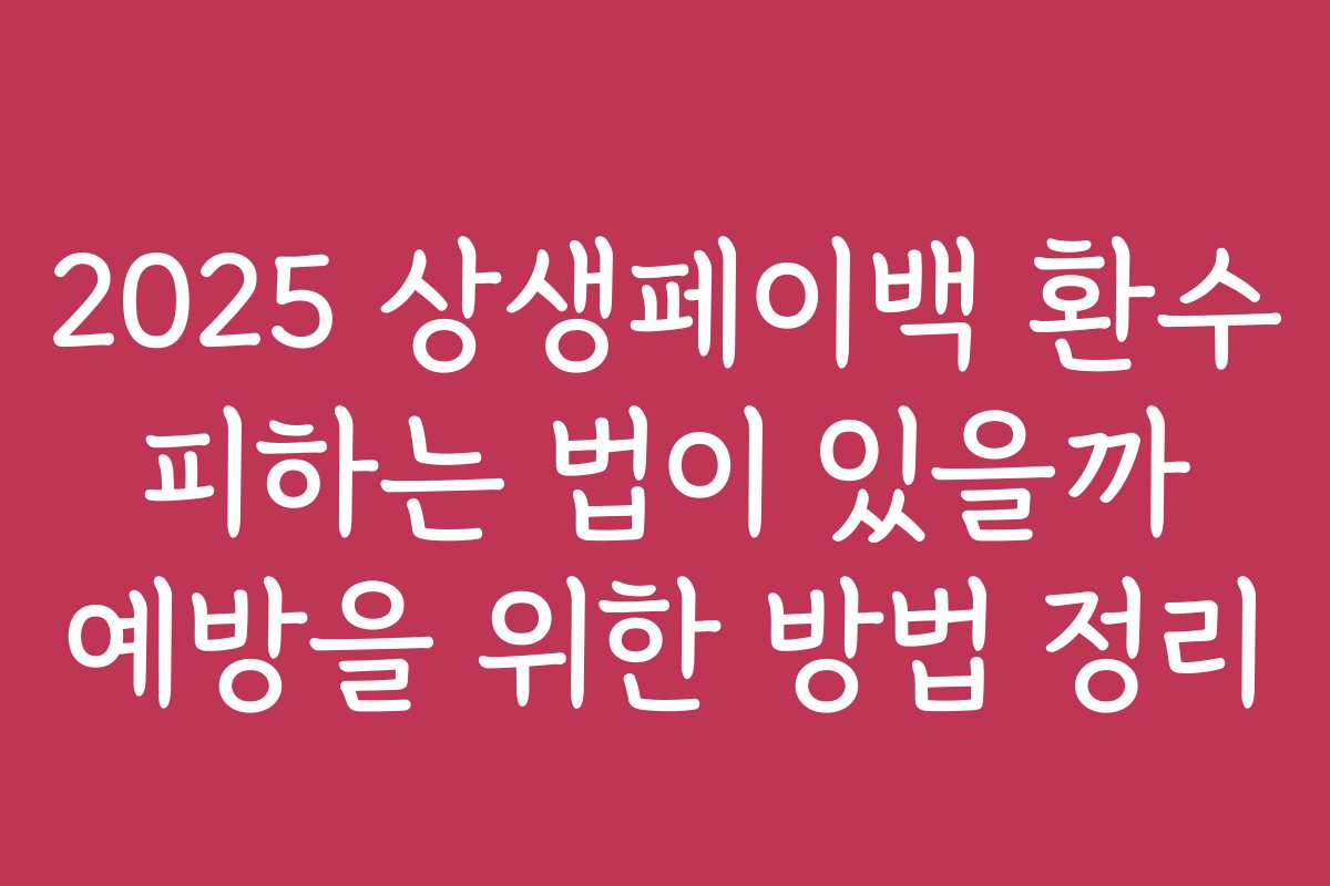2025 상생페이백 환수 피하는 법이 있을까 예방을 위한 방법 정리 2025 상생페이백 환수 피하는 법이 있을까 예방을 위한 방법 정리