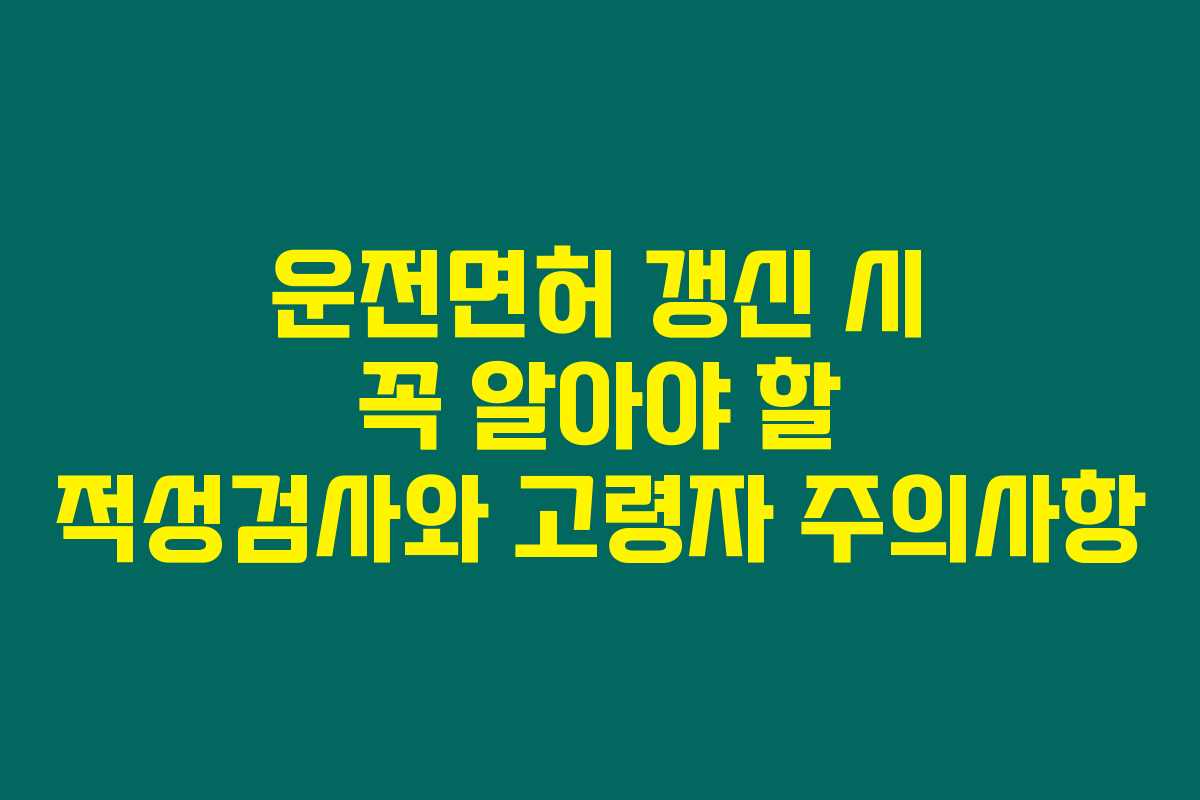 운전면허 갱신 시 꼭 알아야 할 적성검사와 고령자 주의사항 운전면허 갱신 시 꼭 알아야 할 적성검사와 고령자 주의사항