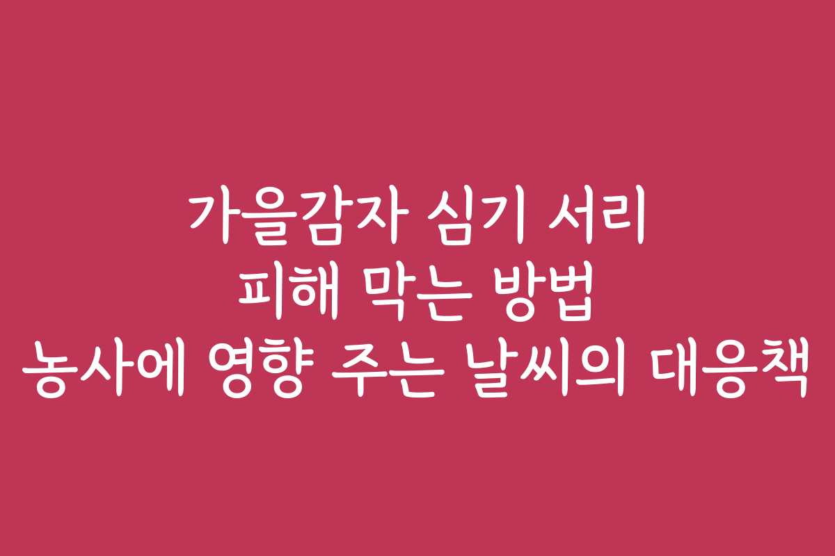 가을감자 심기 서리 피해 막는 방법 농사에 영향 주는 날씨의 대응책 가을감자 심기 서리 피해 막는 방법 농사에 영향 주는 날씨의 대응책