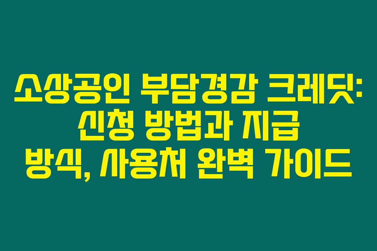소상공인 부담경감 크레딧: 신청 방법과 지급 방식, 사용처 완벽 가이드 소상공인 부담경감 크레딧: 신청 방법과 지급 방식, 사용처 완벽 가이드