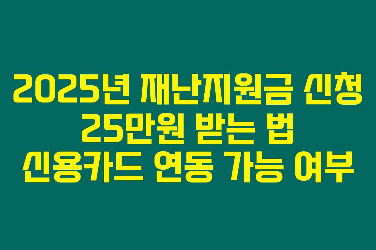 2025년 재난지원금 신청 25만원 받는 법 신용카드 연동 가능 여부