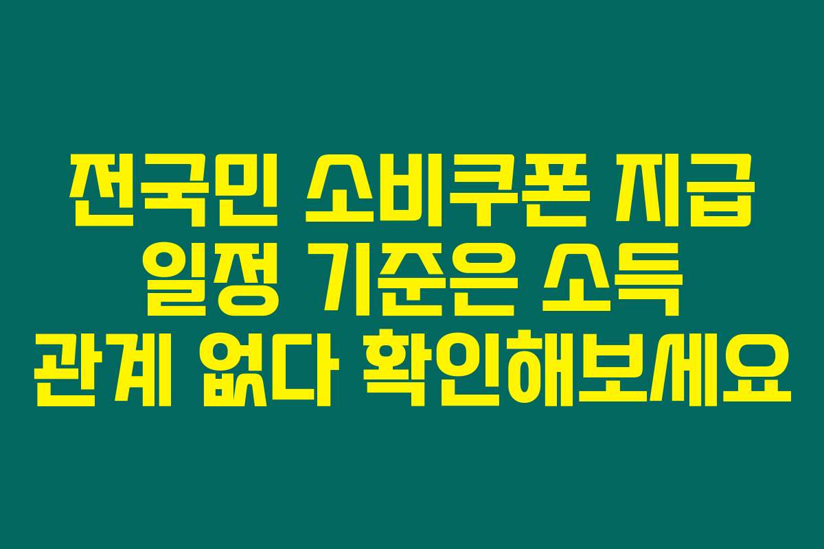 전국민 소비쿠폰 지급 일정 기준은 소득 관계 없다 확인해보세요