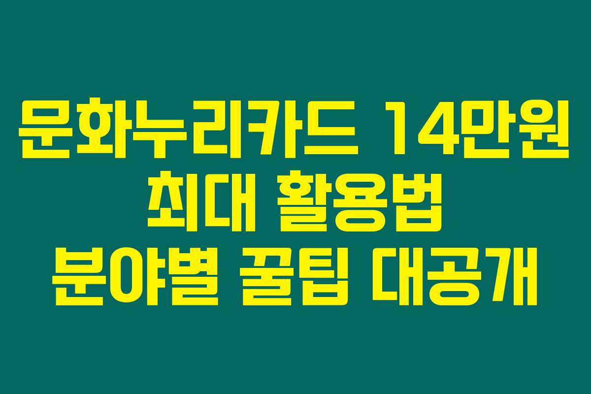 문화누리카드 14만원 최대 활용법 분야별 꿀팁 대공개