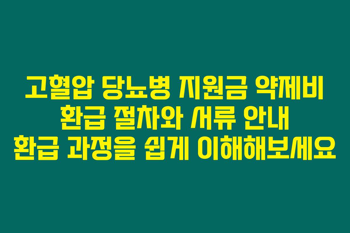 고혈압 당뇨병 지원금 약제비 환급 절차와 서류 안내 환급 과정을 쉽게 이해해보세요