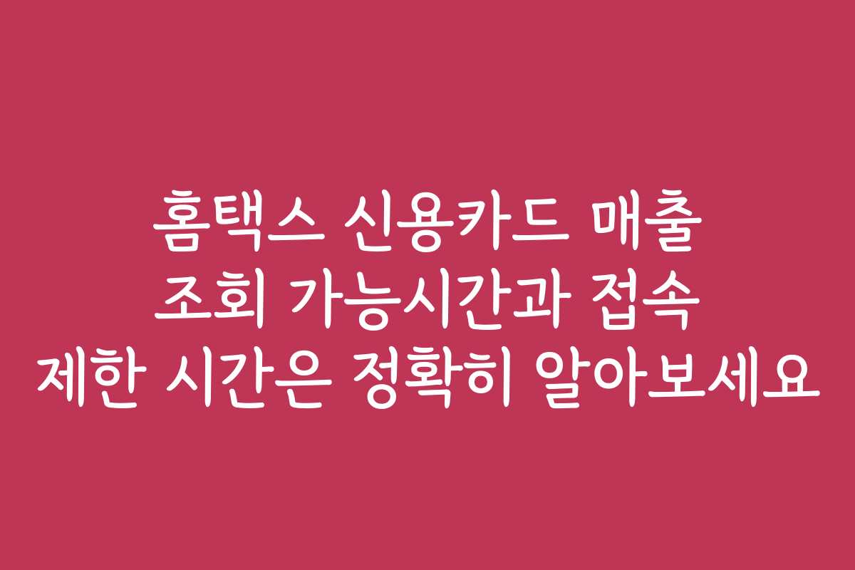 홈택스 신용카드 매출 조회 가능시간과 접속 제한 시간은 정확히 알아보세요