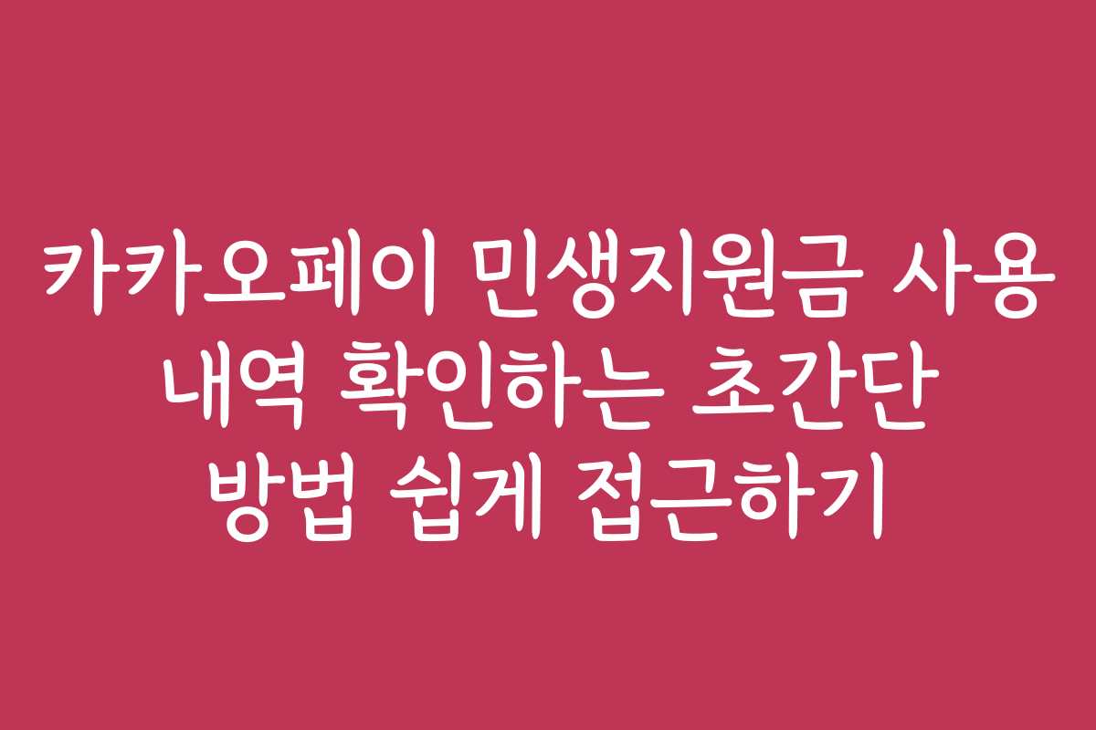 카카오페이 민생지원금 사용 내역 확인하는 초간단 방법 쉽게 접근하기