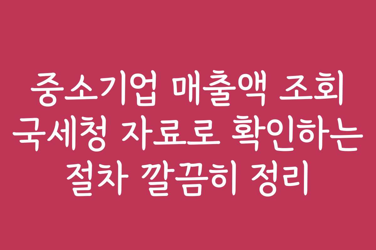 중소기업 매출액 조회 국세청 자료로 확인하는 절차 깔끔히 정리