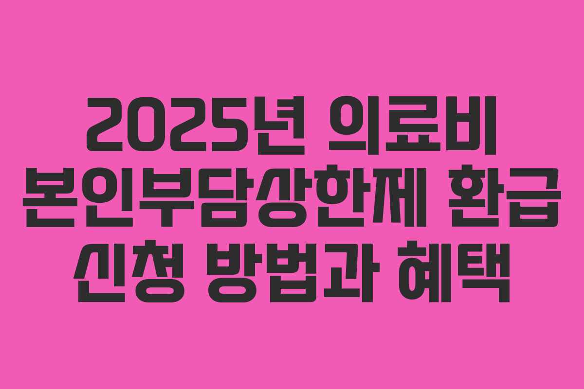 2025년 의료비 본인부담상한제 환급 신청 방법과 혜택