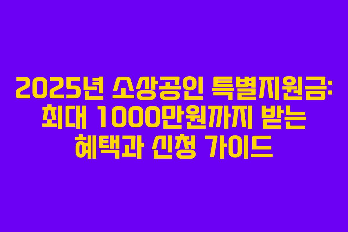2025년 소상공인 특별지원금: 최대 1000만원까지 받는 혜택과 신청 가이드