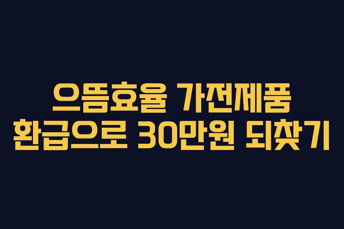 으뜸효율 가전제품 환급으로 30만원 되찾기