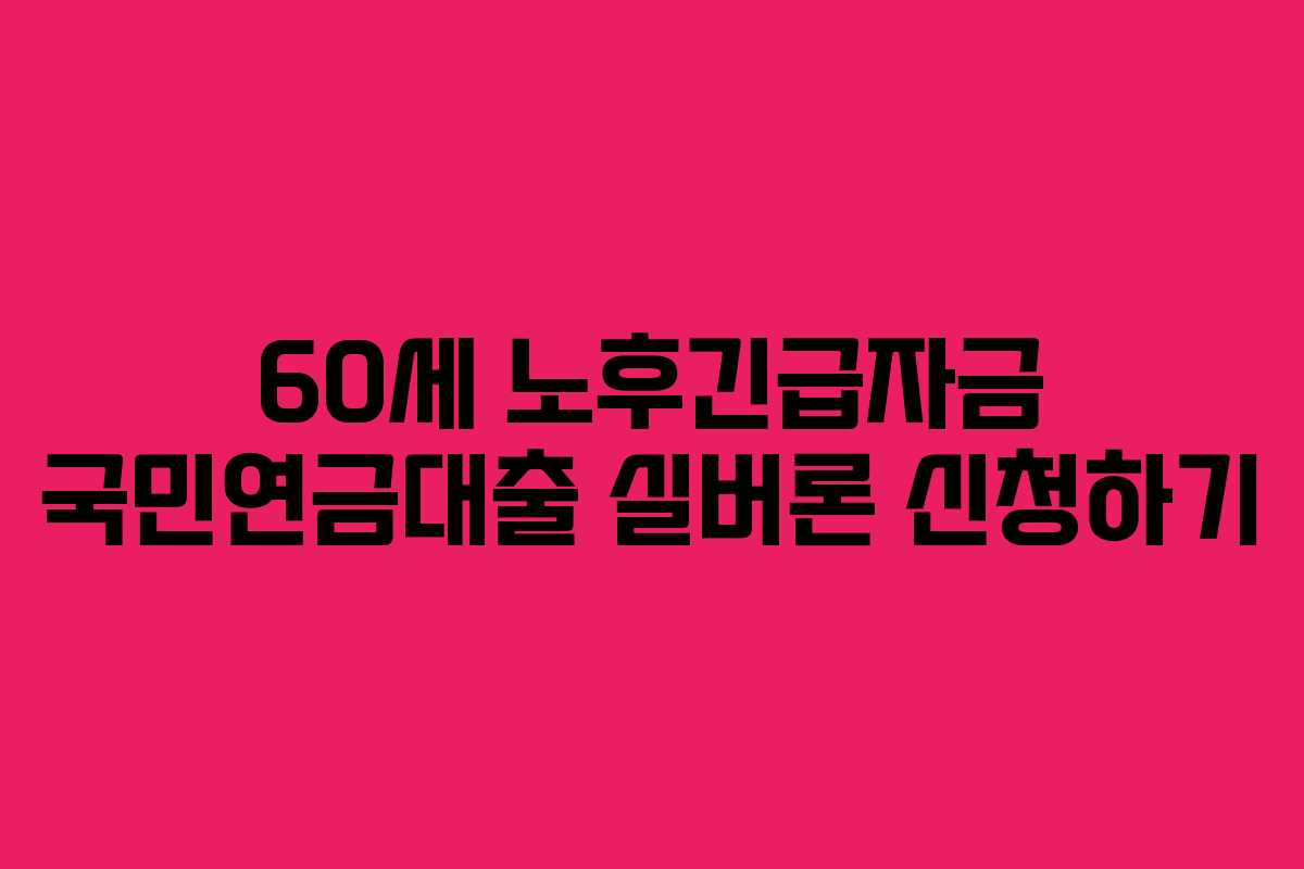60세 노후긴급자금 국민연금대출 실버론 신청하기