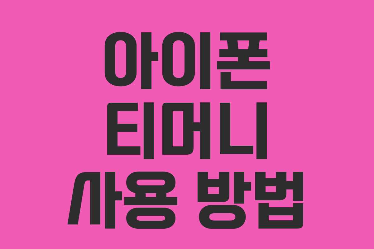 아이폰 티머니 사용 방법