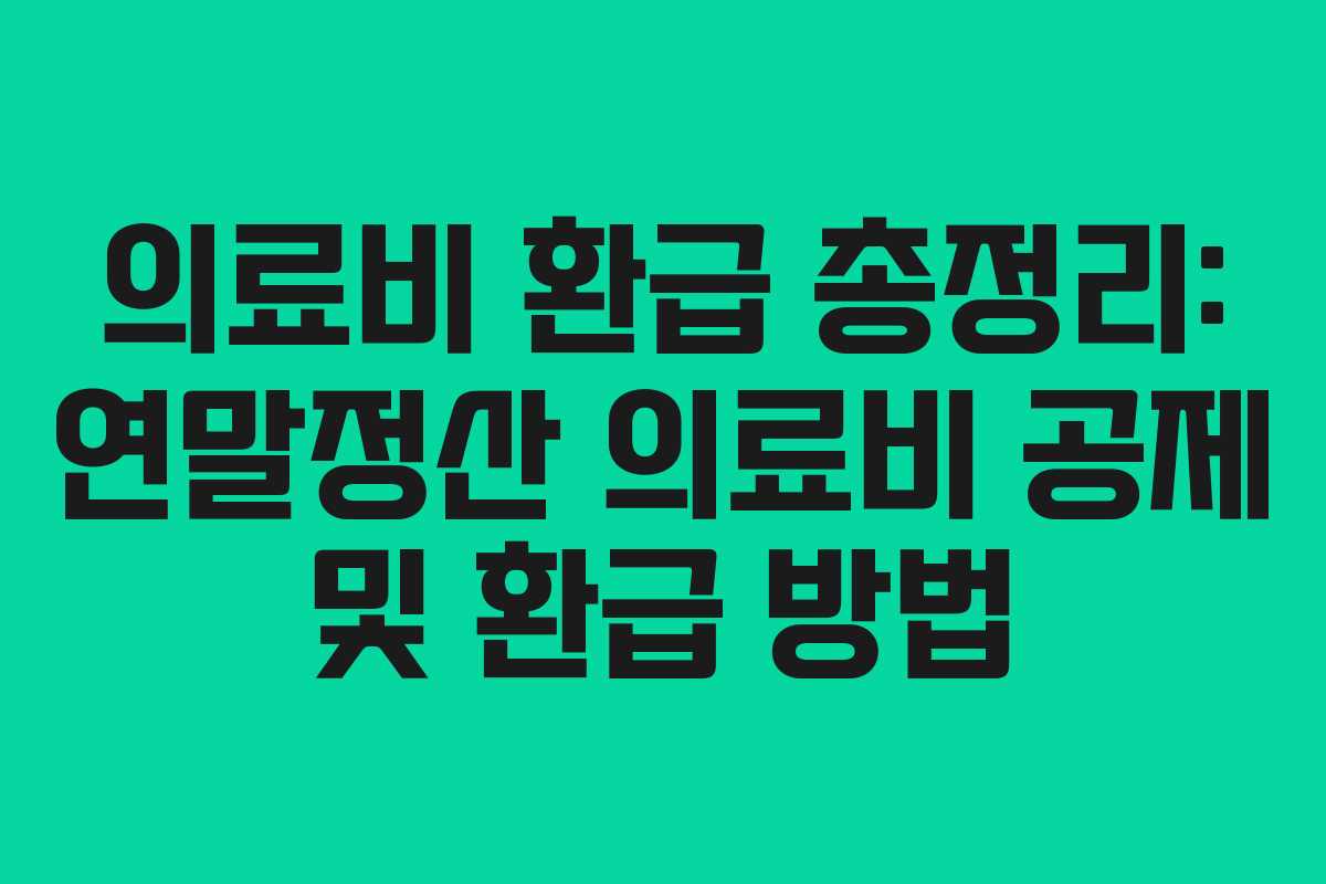 의료비 환급 총정리: 연말정산 의료비 공제 및 환급 방법
