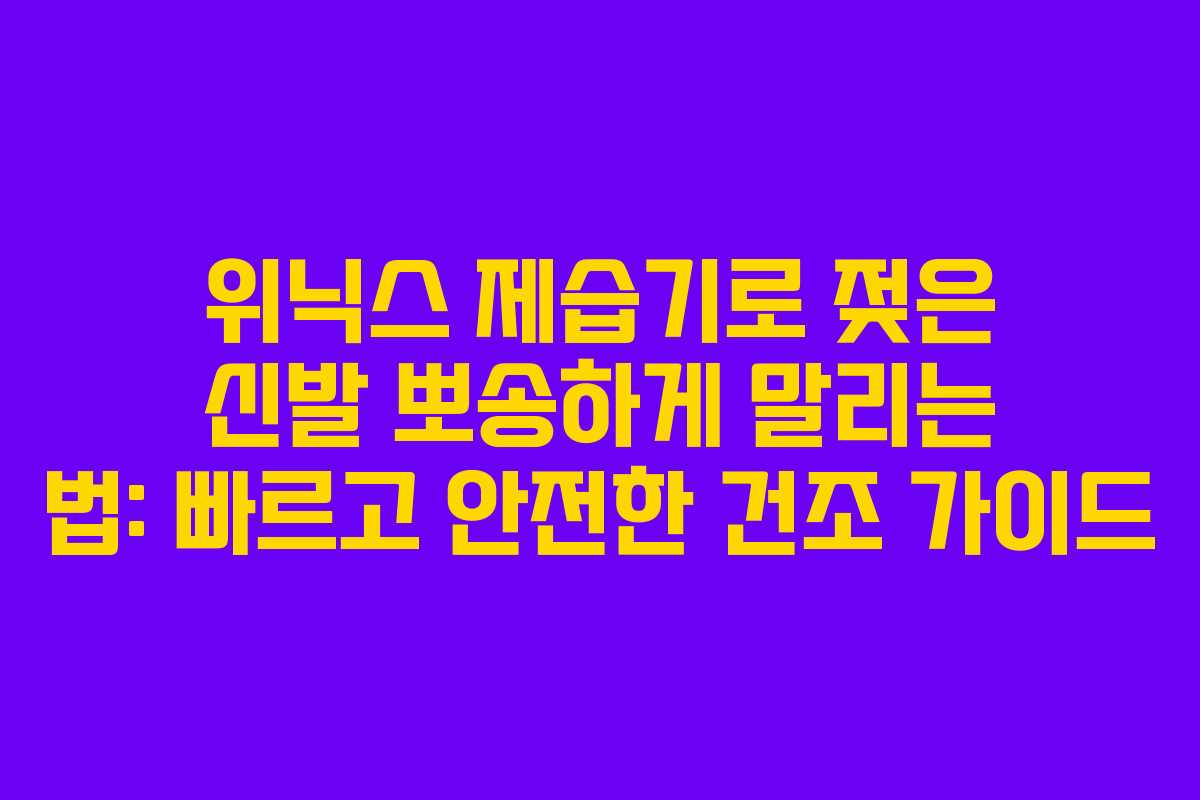 위닉스 제습기로 젖은 신발 뽀송하게 말리는 법: 빠르고 안전한 건조 가이드