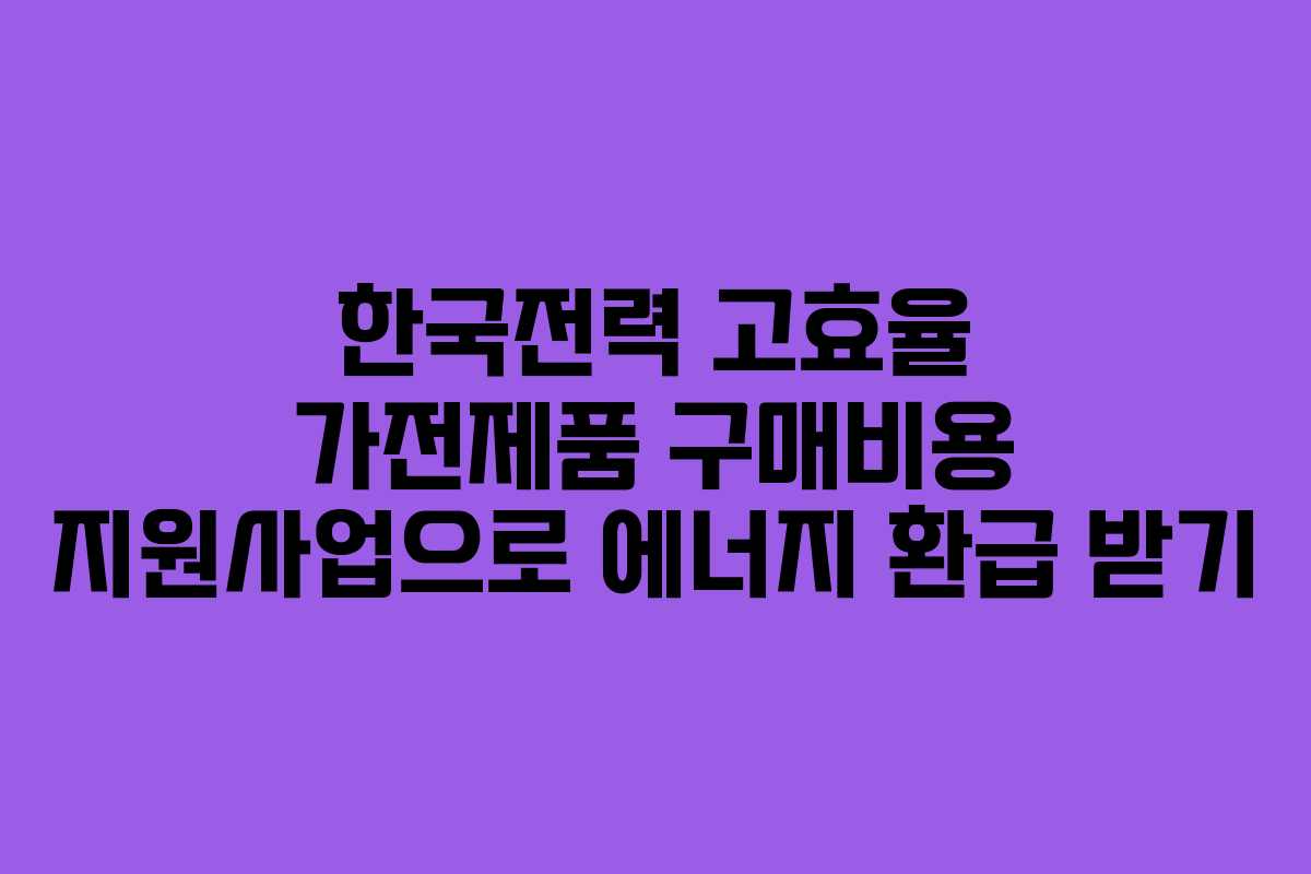 한국전력 고효율 가전제품 구매비용 지원사업으로 에너지 환급 받기
