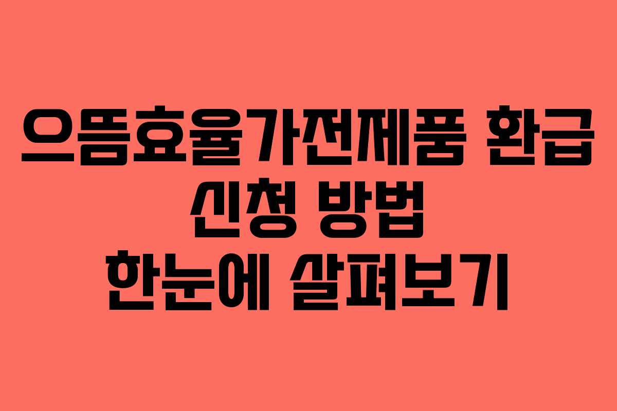 으뜸효율가전제품 환급 신청 방법 한눈에 살펴보기