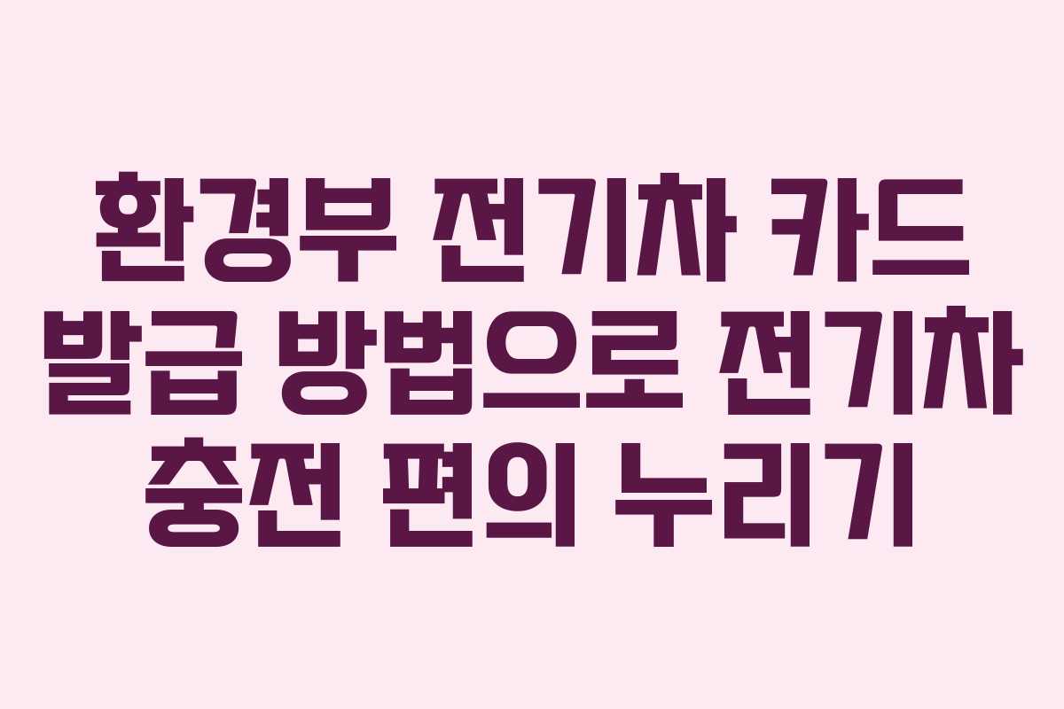 환경부 전기차 카드 발급 방법으로 전기차 충전 편의 누리기