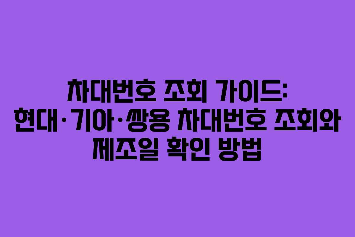 차대번호 조회 가이드: 현대·기아·쌍용 차대번호 조회와 제조일 확인 방법