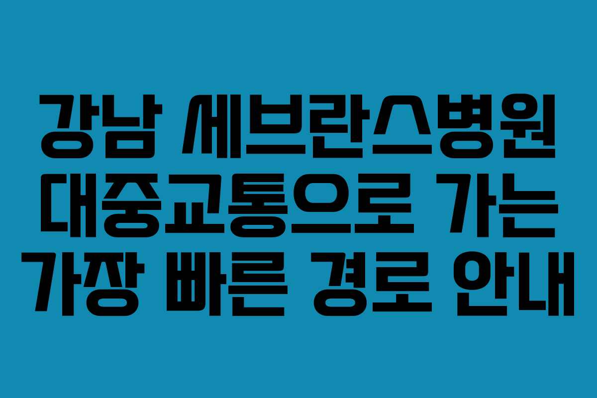 강남 세브란스병원 대중교통으로 가는 가장 빠른 경로 안내