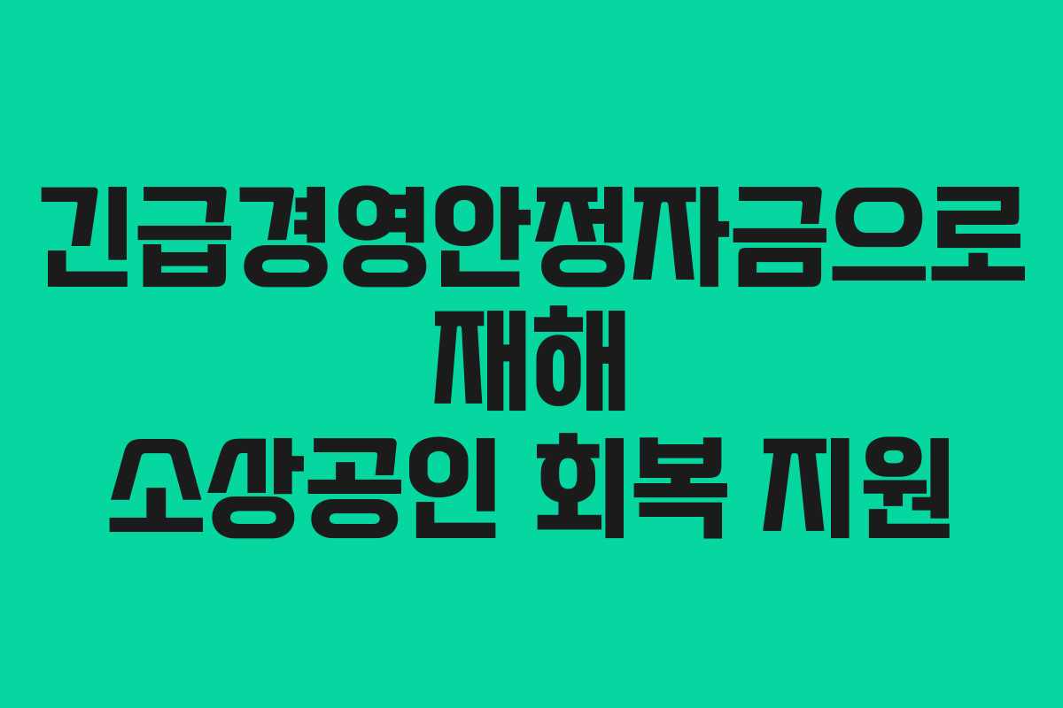 긴급경영안정자금으로 재해 소상공인 회복 지원