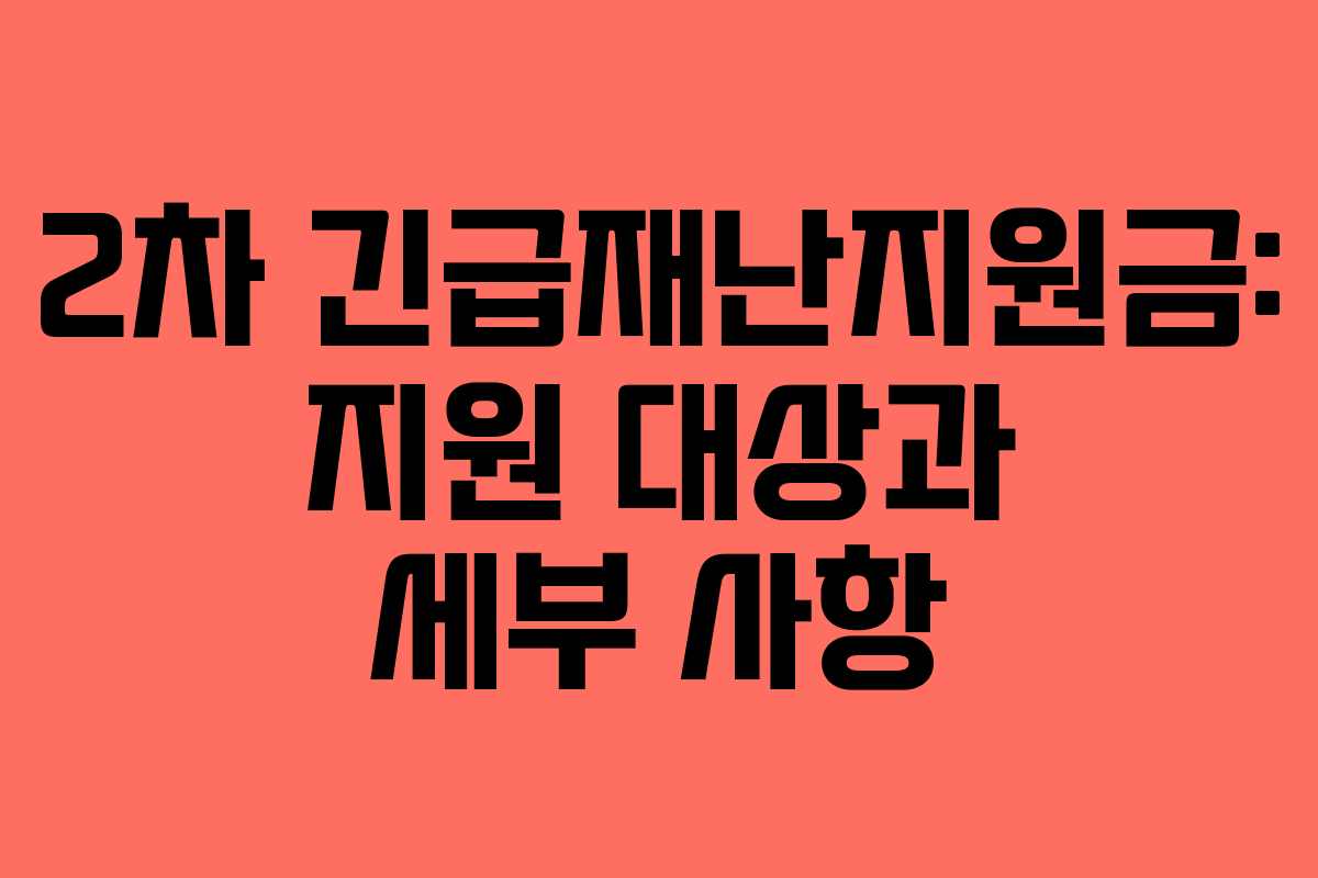 2차 긴급재난지원금: 지원 대상과 세부 사항