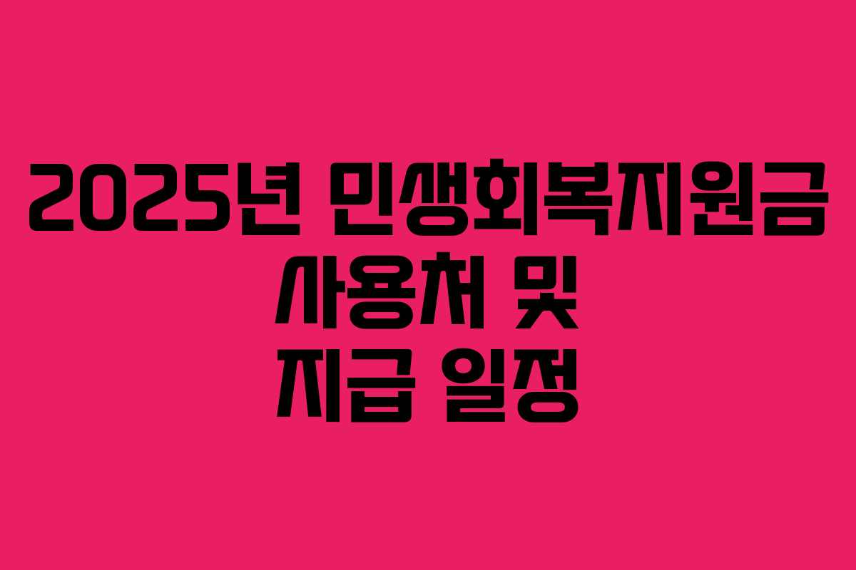 2025년 민생회복지원금 사용처 및 지급 일정