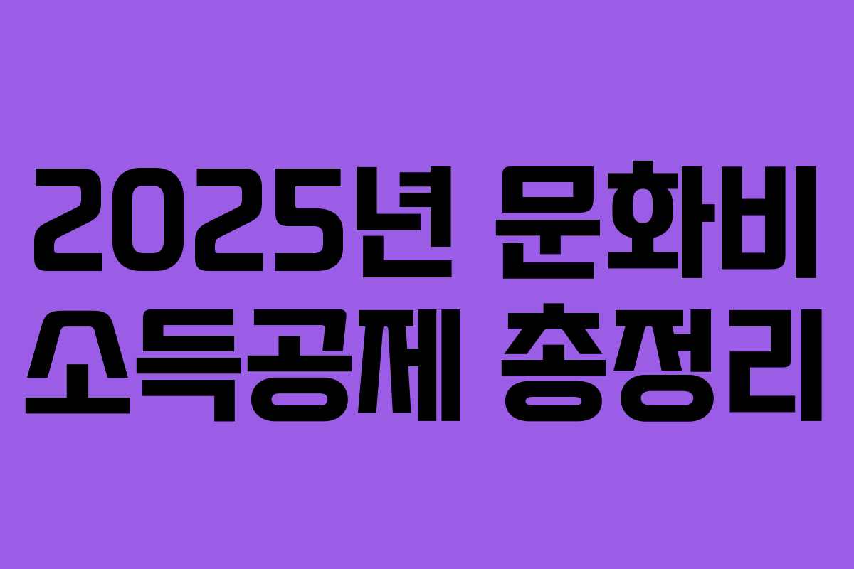 2025년 문화비 소득공제 총정리
