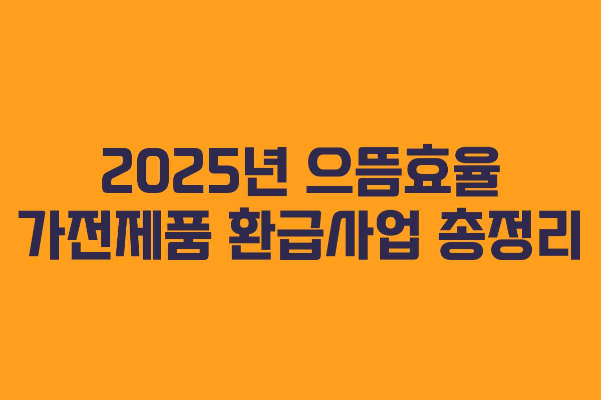 2025년 으뜸효율 가전제품 환급사업 총정리 2025년 으뜸효율 가전제품 환급사업 총정리