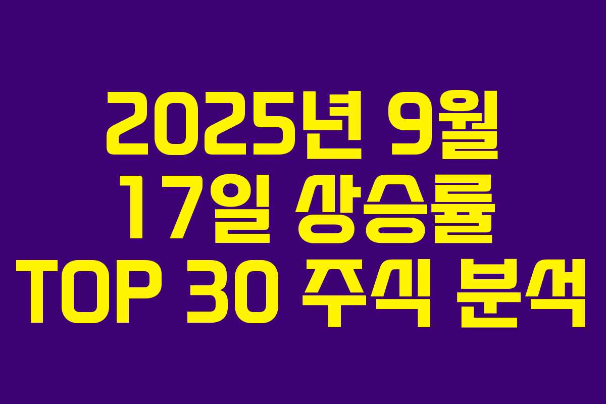 2025년 9월 17일 상승률 TOP 30 주식 분석