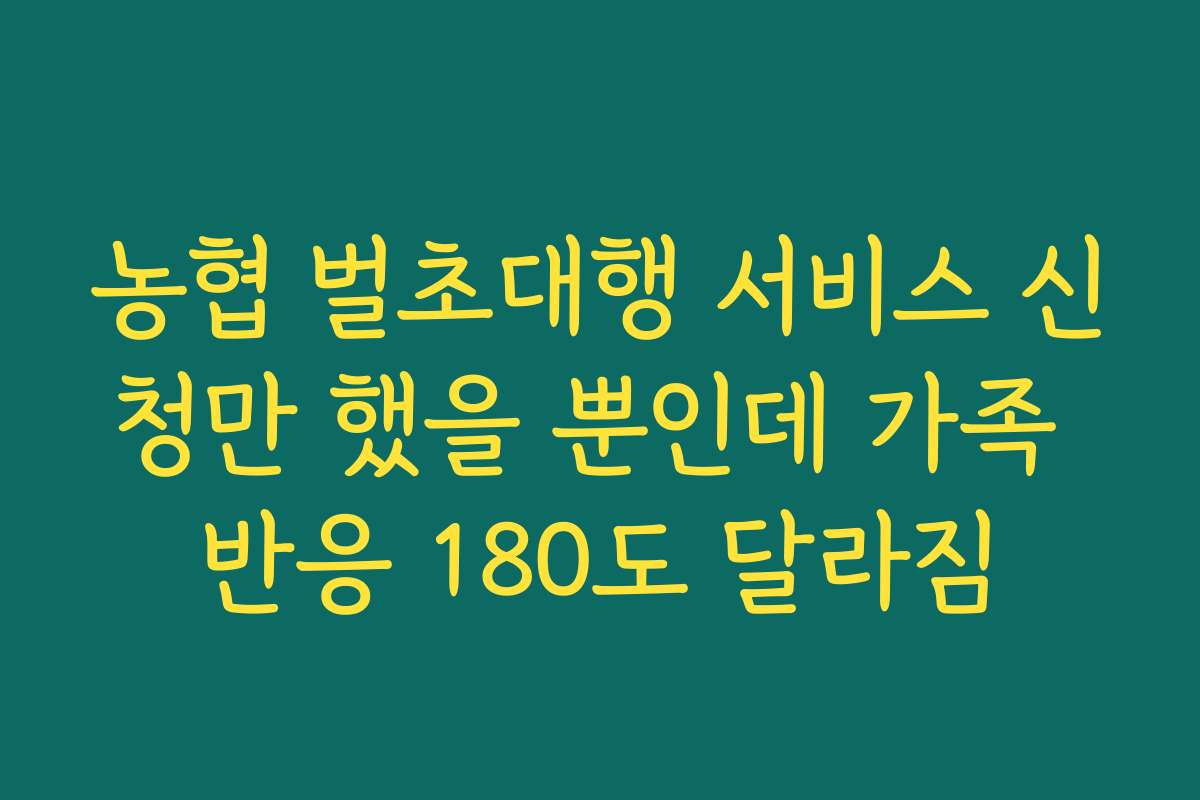 농협 벌초대행 서비스 신청만 했을 뿐인데 가족 반응 180도 달라짐