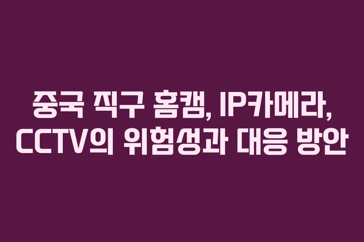 중국 직구 홈캠, IP카메라, CCTV의 위험성과 대응 방안