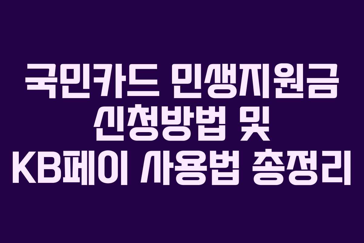 국민카드 민생지원금 신청방법 및 KB페이 사용법 총정리