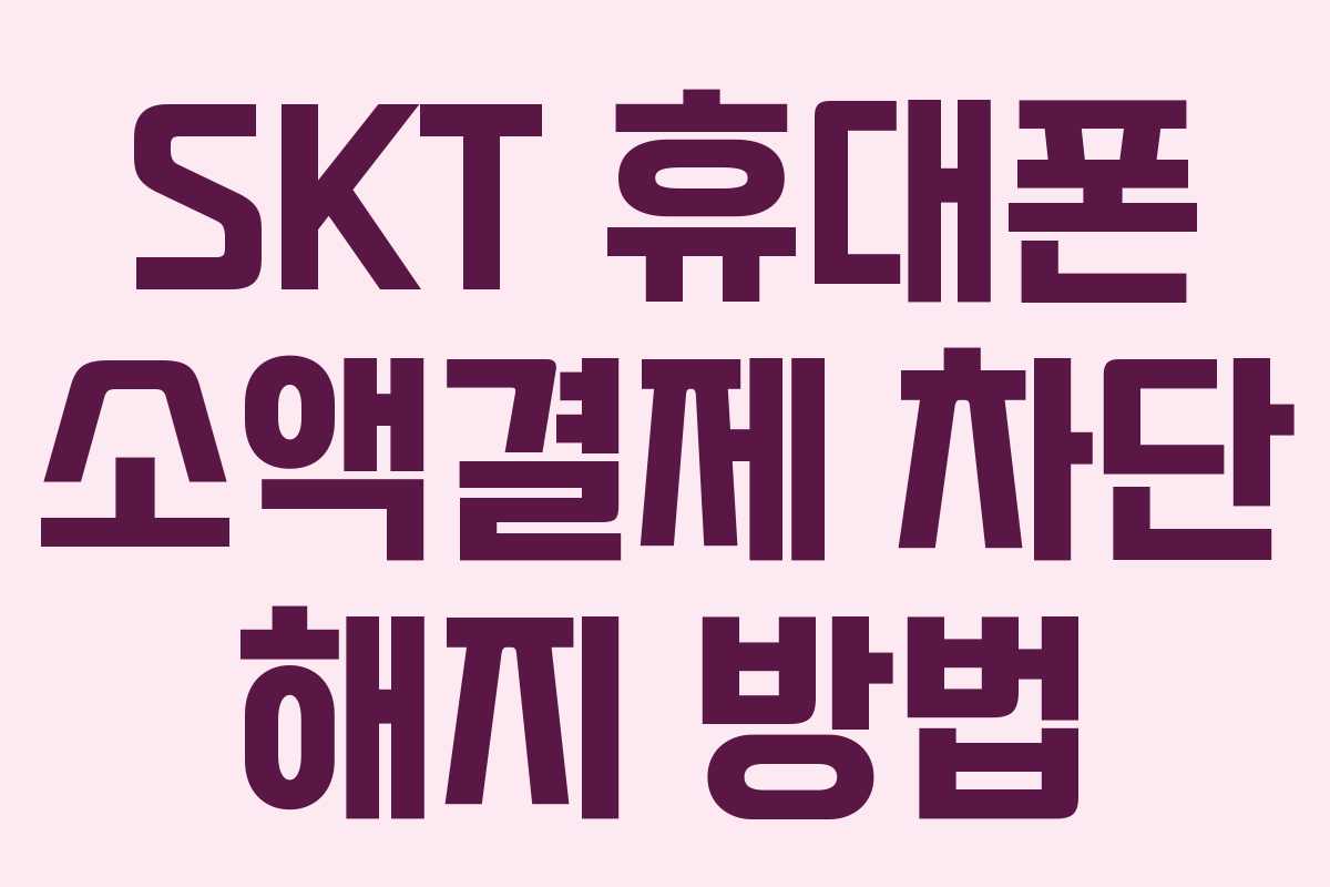 SKT 휴대폰 소액결제 차단 해지 방법