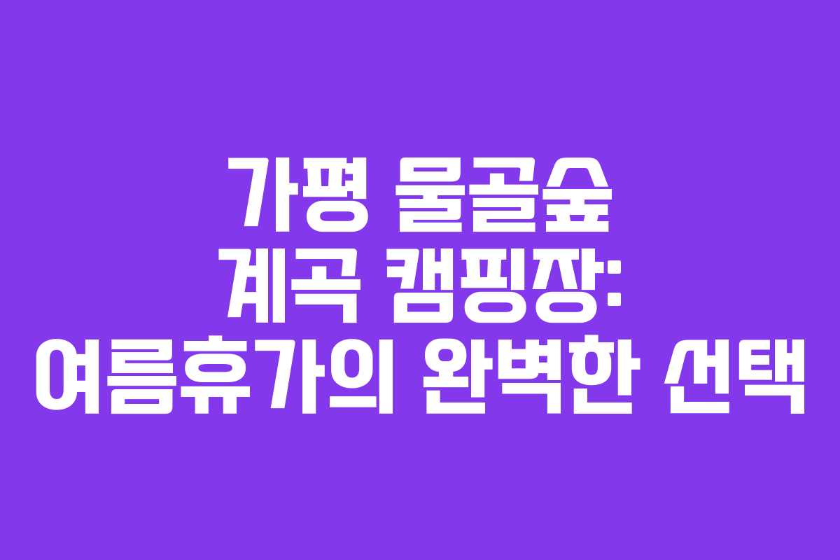 가평 물골숲 계곡 캠핑장: 여름휴가의 완벽한 선택