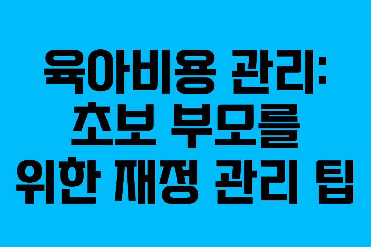 육아비용 관리: 초보 부모를 위한 재정 관리 팁