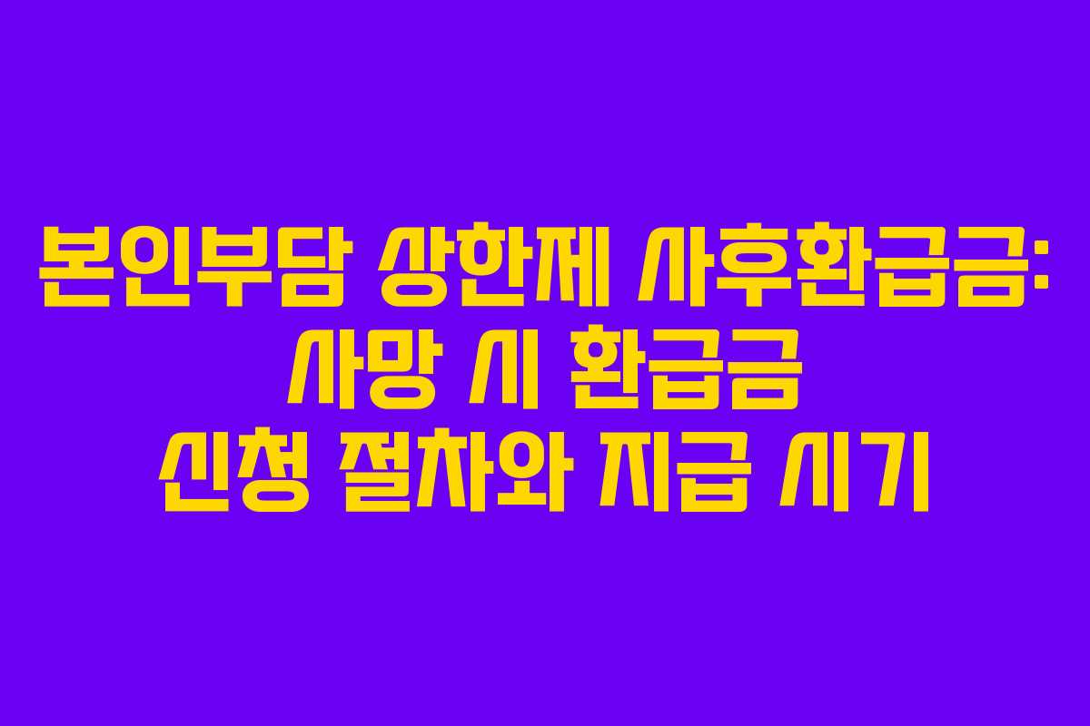본인부담 상한제 사후환급금: 사망 시 환급금 신청 절차와 지급 시기