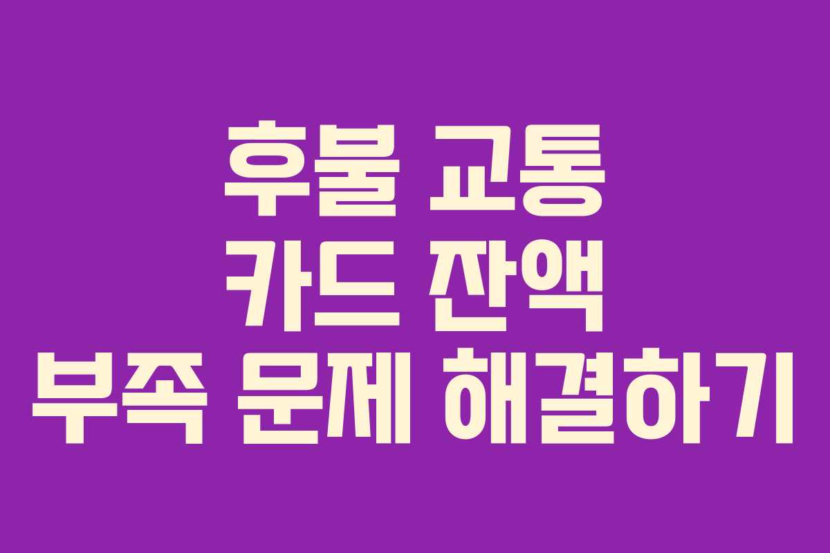 후불 교통 카드 잔액 부족 문제 해결하기 후불 교통 카드 잔액 부족 문제 해결하기