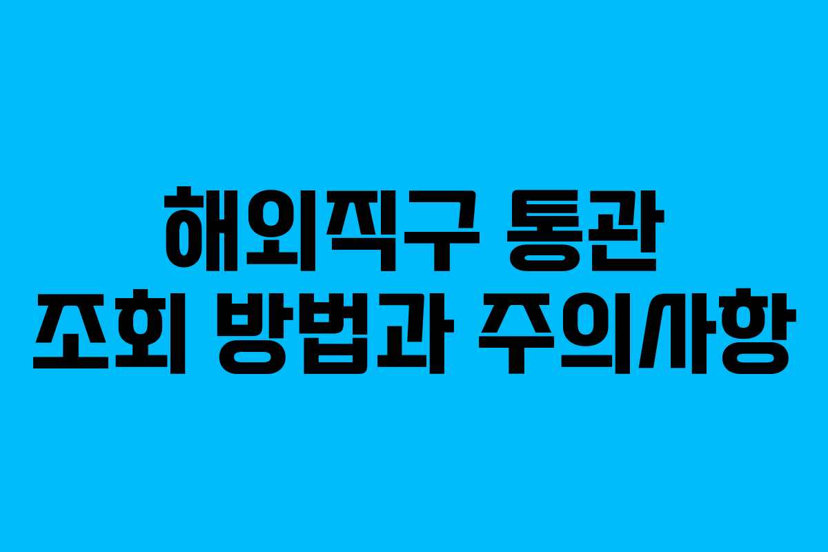 해외직구 통관 조회 방법과 주의사항