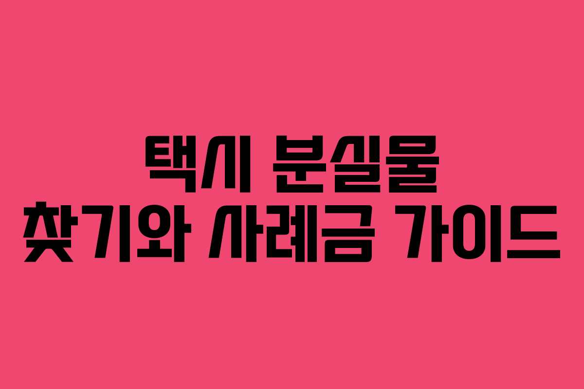 택시 분실물 찾기와 사례금 가이드