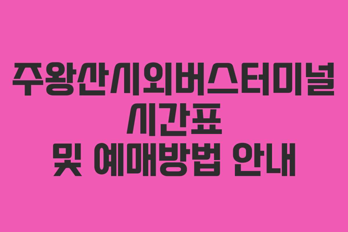 주왕산시외버스터미널 시간표 및 예매방법 안내