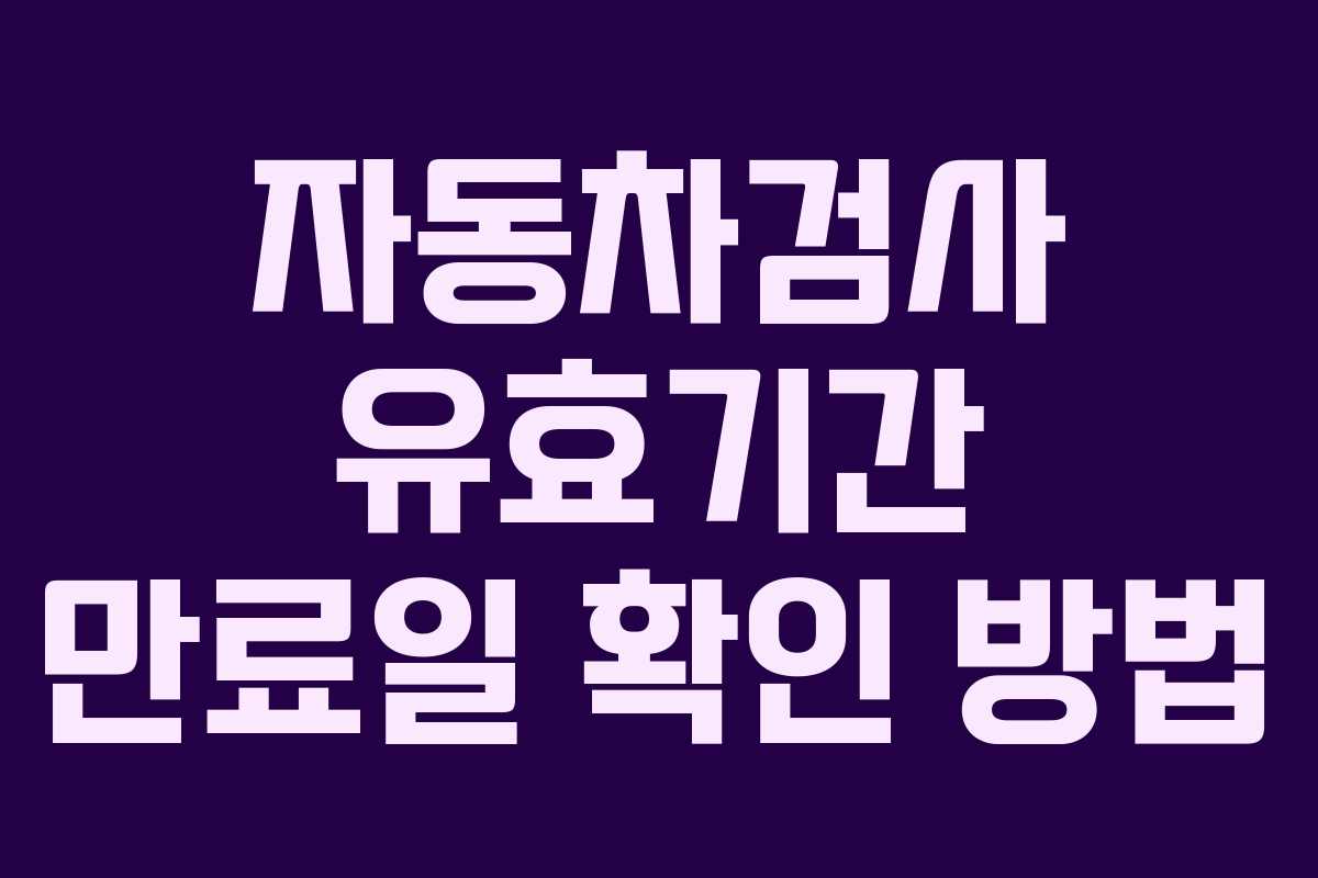 자동차검사 유효기간 만료일 확인 방법