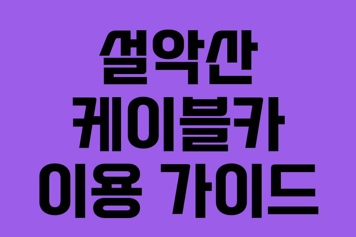설악산 케이블카 이용 가이드