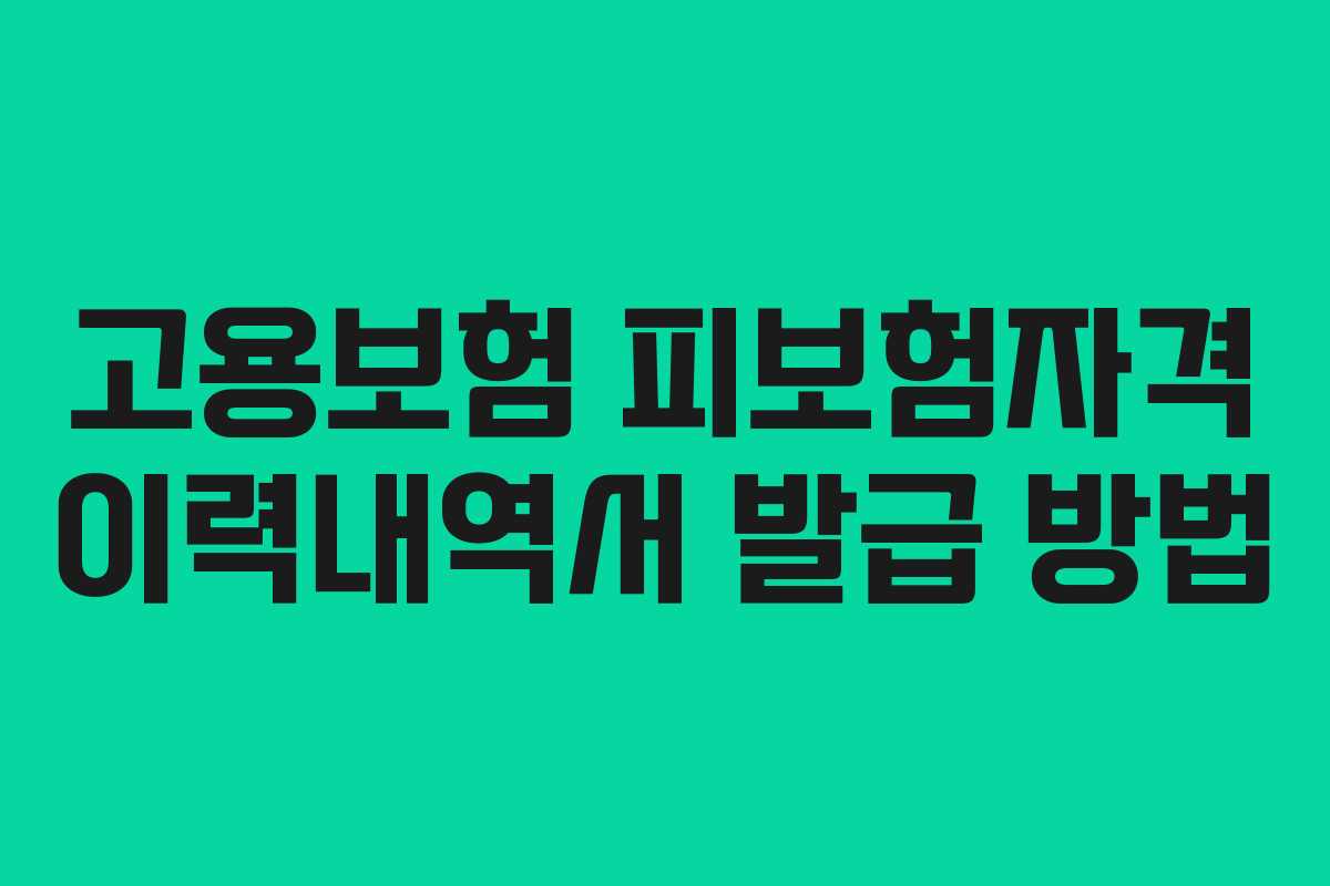 고용보험 피보험자격 이력내역서 발급 방법