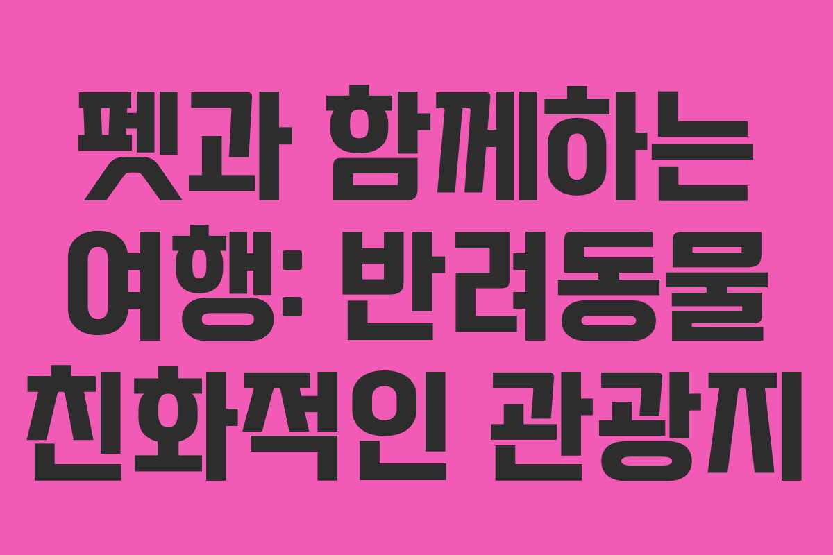 펫과 함께하는 여행: 반려동물 친화적인 관광지